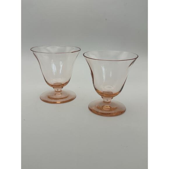 Vintage Tiffin Pink Depression Glass Oyster Fruit Cocktail Glasses Set of 2 1930 - Picture 2 of 8